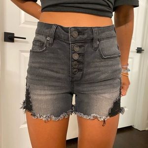 Black Washed Denim Shorts